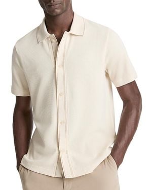Vince Short Sleeve Button Front Jacquard Sweater - Natural