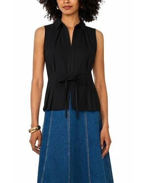 1.STATE Collared Tie Front Sleeveless Top - Blue