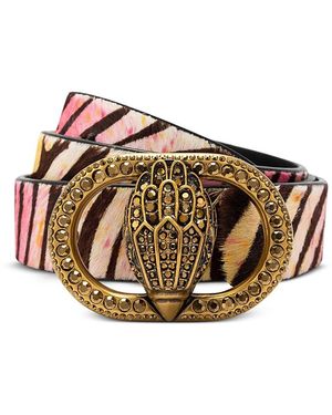 Kurt Geiger Chelsea Zebra Print Calf Hair Belt - Pink