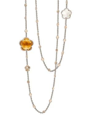 Pasquale Bruni 18K Rose Bon Ton Citrine, Milky Quartz & Diamond Flower Sautoir Necklace, 40.5 - Metallic