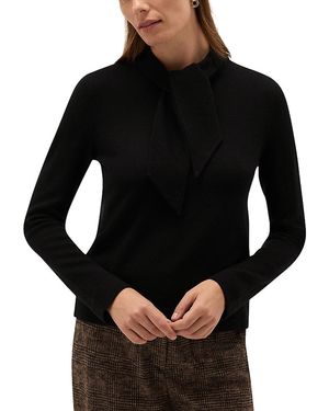 Hobbs Mabel Wool Tie Neck Sweater - Black