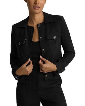 St. John Stretch Linen Blend Jacket - Black