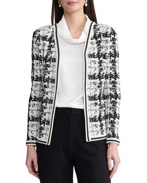 Misook Tailored Faux Double Breasted Knit Jacket - White