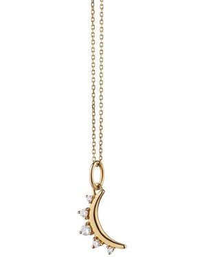 Monica Rich Kosann 18K Diamond Petite Moon Necklace, 16 - Metallic