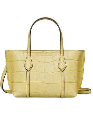Tory Burch Perry Mini Croc Embossed Leather Crossbody - Metallic