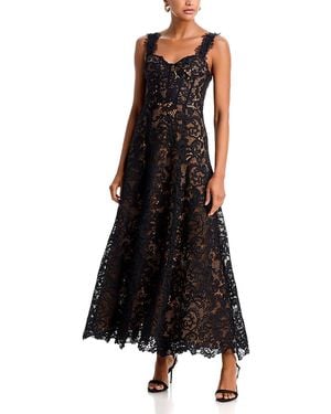 Aqua Lace Bustier Maxi Dress - Black