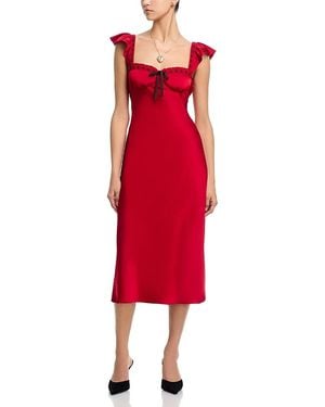 Aqua Lace Through Midi Dress - Red