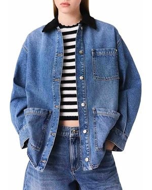 Maje Faded Denim Jacket - Blue