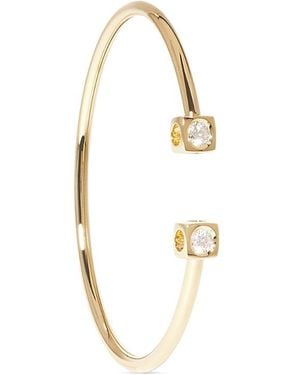 Dinh Van 18K Le Cube Diamant Diamond Wire Cuff Bracelet - Metallic
