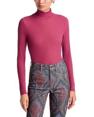Veronica Beard Wyeth Long Sleeve Turtleneck Top - Red