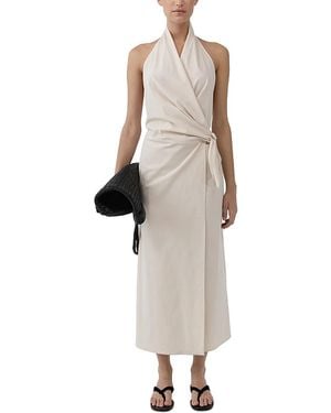 St. Agni Halter Wrap Backless Dress - Natural