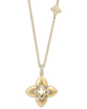 Roberto Coin 18K Venetian Princess Cabochon Diamond Flower Pendant Necklace, 16-18 - Metallic