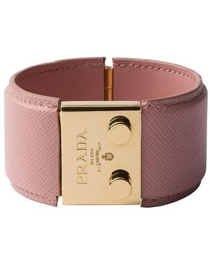 Prada Metal And Saffiano Leather Bracelet - Pink
