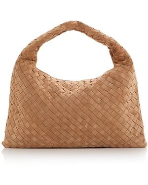 Bottega Veneta Hop Intrecciato Suede Shoulder Bag - Brown