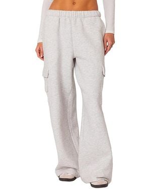 Edikted Wide Leg Cargo Sweatpants - Gray