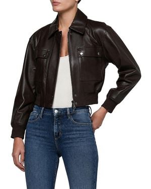 L'Agence Clotilde Leather Bomber Jacket - Black