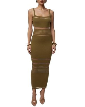 JLUXLABEL Striped Rib Knit Dress - Green