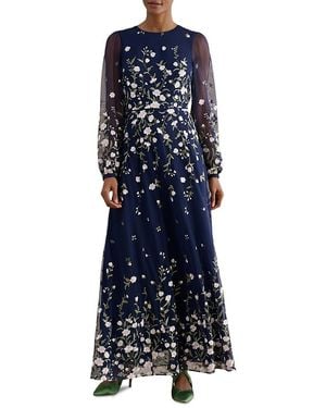 Hobbs Tie Collection Judy Embroidered Dress - Blue