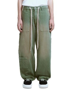 NAHMIAS Relaxed Fit Gardener Utility Drawstring Jeans - Green