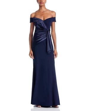 Eliza J Off-The-Shoulder Ruched Gown - Blue