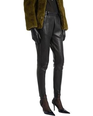 Balmain Lambskin Pants With Stirrup - Black