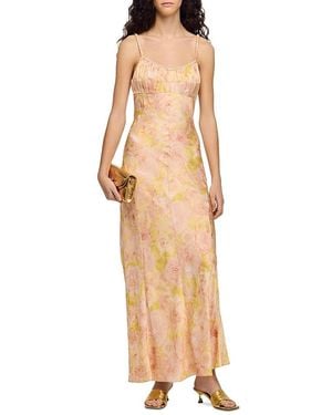 Sandro Flower Print Maxi Dress - Natural