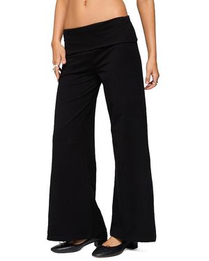 Edikted Petite Wide Leg Fold Over Pants - Black