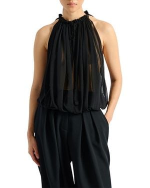 Balmain Sleeveless Muslin Top - Black
