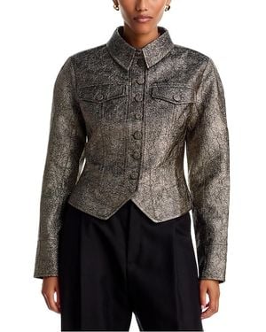 Jonathan Simkhai Brigitte Satin Button Front Jacket - Gray