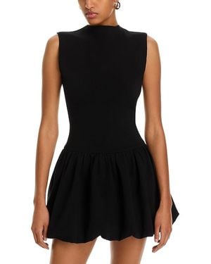 Aqua Ponte Mock Neck Bubble Mini Dress - Black