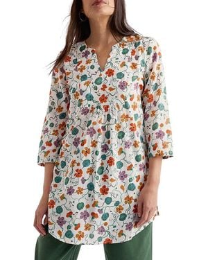 Seasalt Cornwall Op Art V-Neck 3/4 Sleeve Tunic Top - Blue