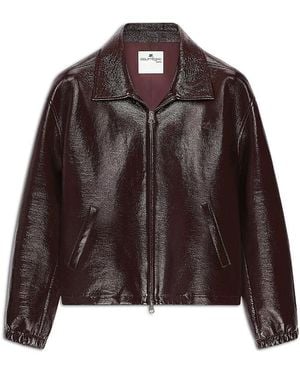 Courreges Vinyl Faux Leather Bomber Jacket - Brown