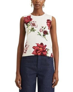 Oscar de la Renta Peony Print Tank Top - Blue
