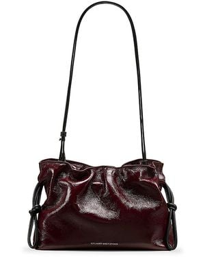 Stuart Weitzman Mia Crinkled Patent Leather Mini Bag - Red