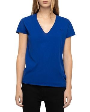 Zadig & Voltaire Cotton V Neck Tee - Blue