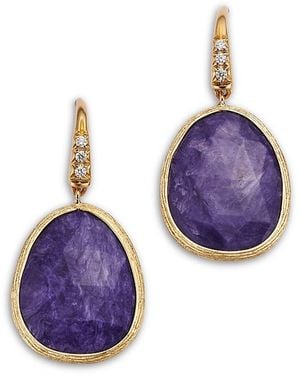 Marco Bicego 18K Lunaria Color Charoite & Diamond Drop Earrings - Purple