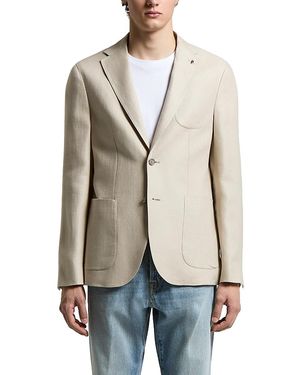 Peserico Regular Fit Single Breasted Linen Tailored Blazer - Natural
