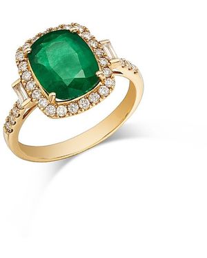 Bloomingdale's Fine Collection Emerald & Diamond Halo Ring - Green