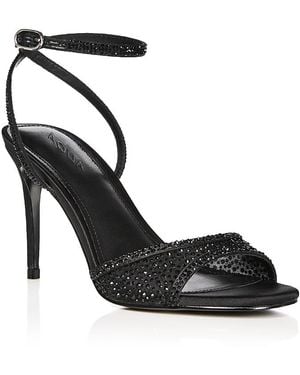 Aqua Naya Embellished Mesh High Heel Sandals - Black