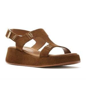 La Canadienne Antoni Suede Wedge Sandals - Brown