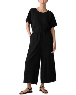 Eileen Fisher Crinkled Wide Leg Jumpsuit - Black