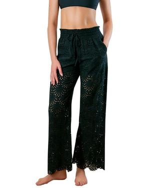Hermoza Dana Pull On Shell Eyelet Coverup Pant - Black