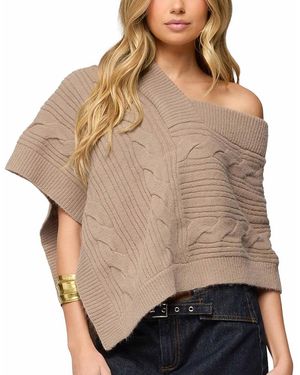 Edikted Vickey Cable Knit Poncho - Brown