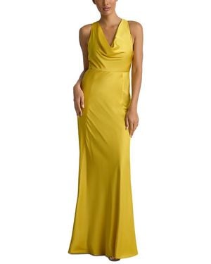 St. John Liquid Satin Cowl Neck Dress - Yellow