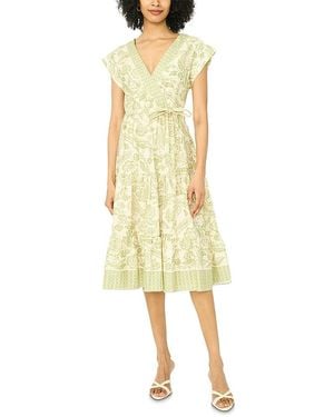 Vince Camuto Surplice Dolman Sleeve Midi Tiered Dress - Yellow