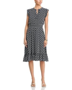 Tahari Short Sleeve Midi Dress - Blue
