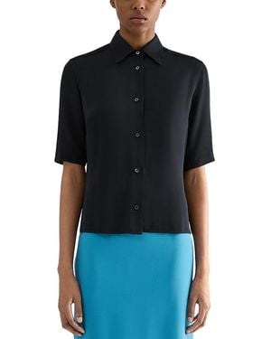 Jil Sander Satin Short Sleeve Shirt - Black