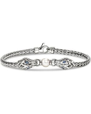 John Hardy Sterling Naga Freshwater Pearl & Sapphire Dragon Chain Bracelet - White
