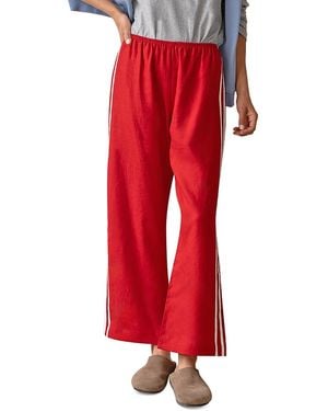 DONNI. The Linen Crop Racer Stripe Pants - Red