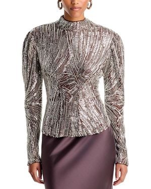Rabanne Sequin Long Sleeve Top - Brown